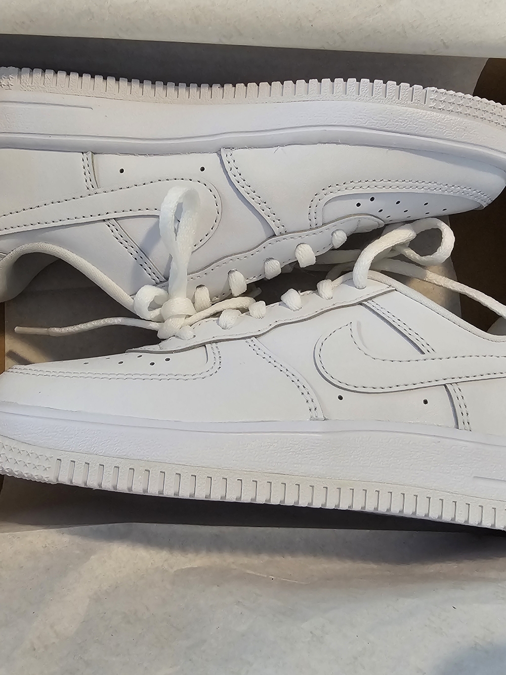Nike Kids' All-White Force 1 Low Lace Sneakers
